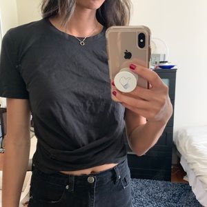 Black twist front tee